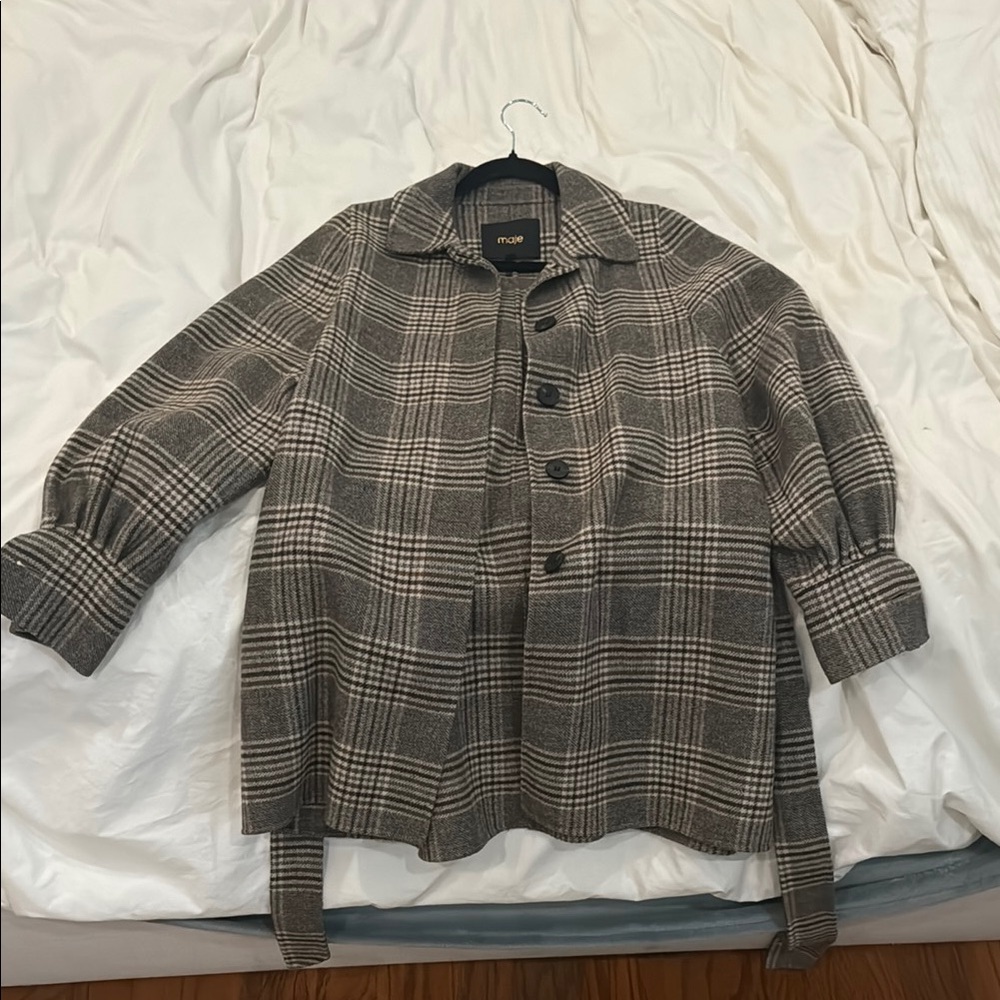 Maje Black and Brown Plaid Jacket